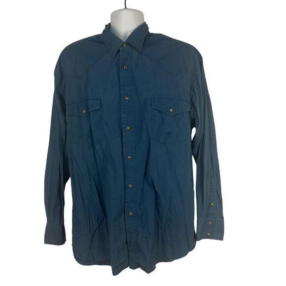 Roper Mens Western Long Sleeve Blue Shirt Size XL Button Front - Picture 1 of 7